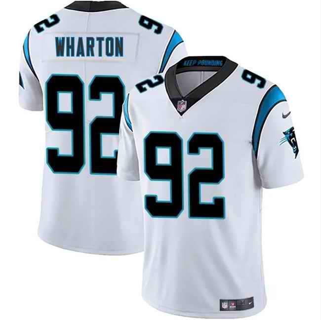 Men's Carolina Panthers #92 Tershawn Wharton White 2025 Vapor Limited Stitched Football Jersey